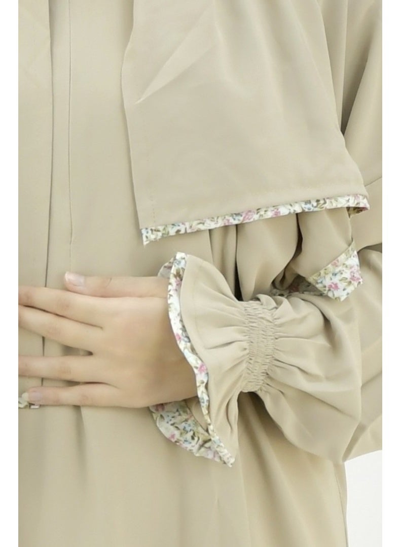  داماس كولكشن باس صلاة نسائي قطعة واحدة من قماش كريب فوكا فاخر مع وشاح متصل وجيب – ملابس صلاة شرعية مريحة - Image 5